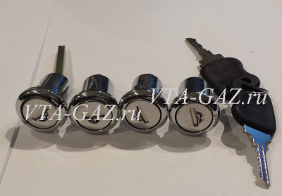 Замки дверей (Личинки) Газель, Соболь, Баргузин нового образца  комплект из 4-х хром