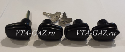 Замки дверей (Личинки) Газель, Соболь, Баргузин комплект старого образца со шторкой из 4-х черные