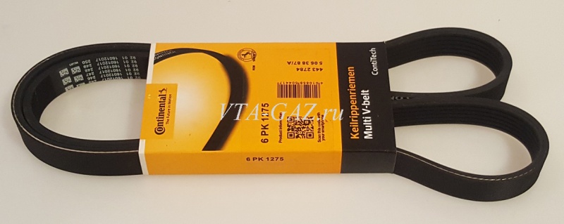 Ремень Газ, Уаз дв. 405, 409 6РК 1275 Continental, 6РК1275 за 700 руб.